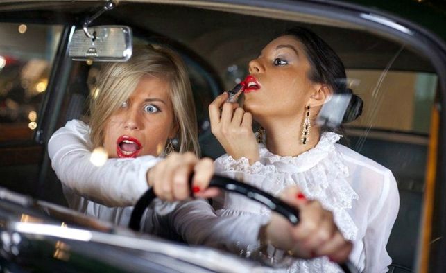 Image result for eating, driving, putting on makeup